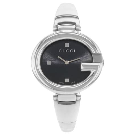 gucci guccissima black dial bangle ladies watch|Gucci watch changeable bezels.